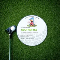 Round Golf Ball "Hole in One" 1st Birthday Invitation