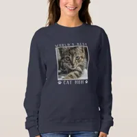 World's Best Cat Mom White Paw Prints Pet Photo Sweatshirt