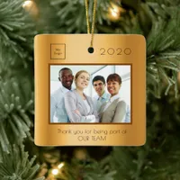 Business Company logo photo thank you gold award Ceramic Ornament