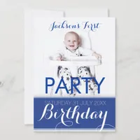 5x7 Photo Baby Boy Birthday Party Invitation