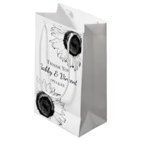 Black and White Sunflowers Thank You Wedding Small Gift Bag