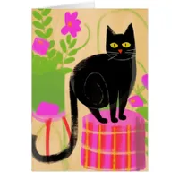 Adorable Black Cat With Houseplants