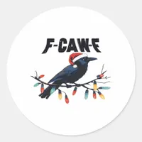 Funny Crow Christmas Classic Retro Design Classic Round Sticker