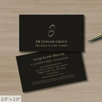 Black Gold Script Monogram Business Card