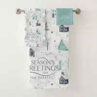 Cozy Home Christmas Teal ID985 Bath Towel Set