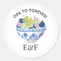 Opa to Forever Greek Wedding Figs Grapes Monogram Classic Round Sticker