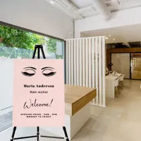 Rose gold makeup artist opening hours welcome foam foam board