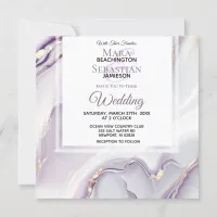 *~*  RSVP QR GOLD LAVENDER MARBLe AR66 Wedding Invitation