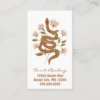 Brown Snake Pink Flowers Tarot Reading Business Card