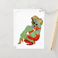 Sexy Halloween Retro Zombie  Postcard