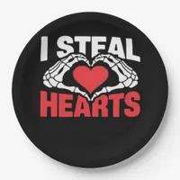 Steal Hearts Valentines Day Funny Skeleton Hand Cl Paper Plates