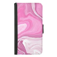 Pink and White Faux Marble Samsung Galaxy S5 Wallet Case