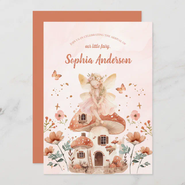 Enchanted Forest Mushroom Girl's Baby Shower Invitation