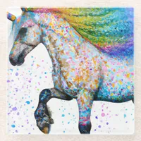 Colorful Appaloosa Unicorn Glass Coaster