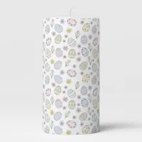 Easter Eggs and Flowers Pastel Colors Pillar Candle