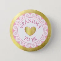 Grandma to Be Pink & Gold Baby Shower Button