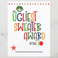 Colorful Ugliest Sweater Winner Award Certificate