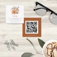 Mini Autumn Florals QR Code Wedding Online RSVP  Enclosure Card