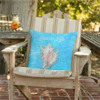 Conch Shell "Beach Life"  Outdoor Pillow