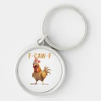 Funny Screaming Chicken F Caw F Humor Keychain
