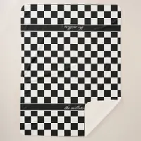 Black and White Checkerboard ID148 Sherpa Blanket
