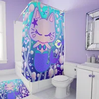 The Little Purrmaid Cat Mermaid Tub Shower Curtain