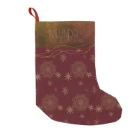 Golden Flowers with Stars on Red  Small Christmas Stocking