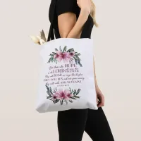 Isaiah 40 Bible Verse with Pink Flowers Tote Bag