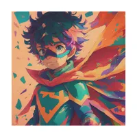 Blue and Red Anime Superhero Boy  Wood Wall Art