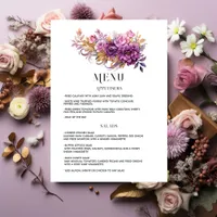 Mauve and Gold Floral Wedding Menu