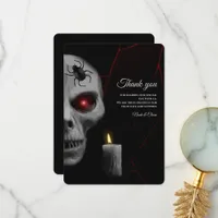 Gothic Skull Spider Candle - Dark Moody Halloween  Thank You Card