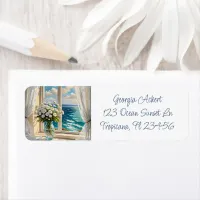 Pretty Ocean View Coastal Art Label