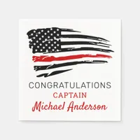 Thin Red Line Flag Firefighter Retirement Party Napkins