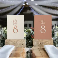 Dual Tone Cream Terracotta Wedding Table Number