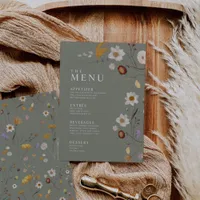 Sage Green Menu with Wildlofowers