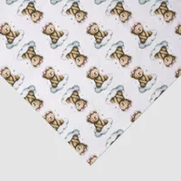 Cute Teddy Bear Pink Hair Bow on a Cloud Tissue Paper