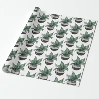 Potted Succulent Houseplant Wrapping Paper