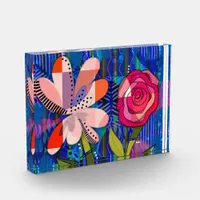 Whimsical Abstract Floral Pattern Photo Block