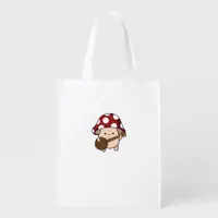Cottagecore Aesthetic Cute Mushroom Playing Banjo  Grocery Bag