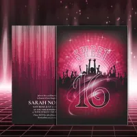 Disco Lights Sweet 16 Red ID777 Invitation