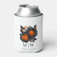 Black Orange Roses Gothic Wedding Party Can Cooler