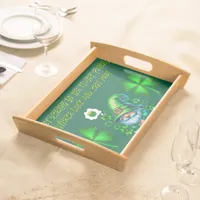 Cute St Patrick's Gnome Sleeping on hunter green | Serving Tray