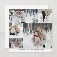 5 photo collage Newlyweds Wedding Square Thank you Card