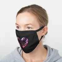 Filigree Goth Pink Heart Black Cotton Face Mask