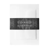 Gothic Hallowedding Scrollwork B&W ID866 Invitation Belly Band