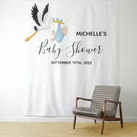 Baby shower boy stork white photo backdrop