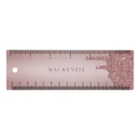 Chic Rose Gold Glitter Drips Luxury Ruler