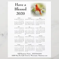 2020 Cardinal Business Calendar Flier for Customer