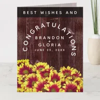 Rustic Autumn Sunflowers on Fence Wedding Card