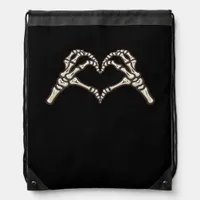 Skeleton Hand Hearts Design Drawstring Bag